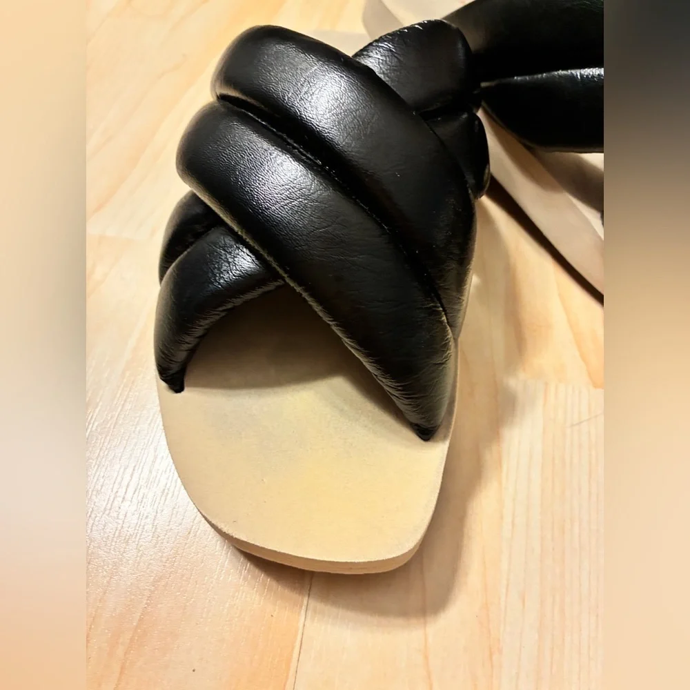 Proenza Schouler Black Padded Float Crossover Slide Sandals